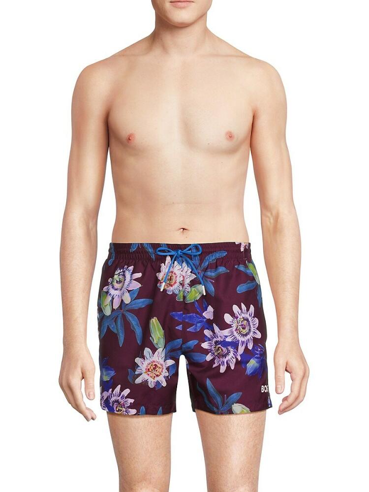 BOSS Men's Piranha Floral Swim Shorts - Purple Cover