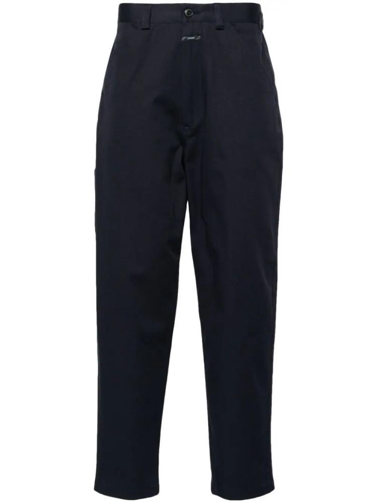 Closed tapered-leg twill trousers - Blue Cover