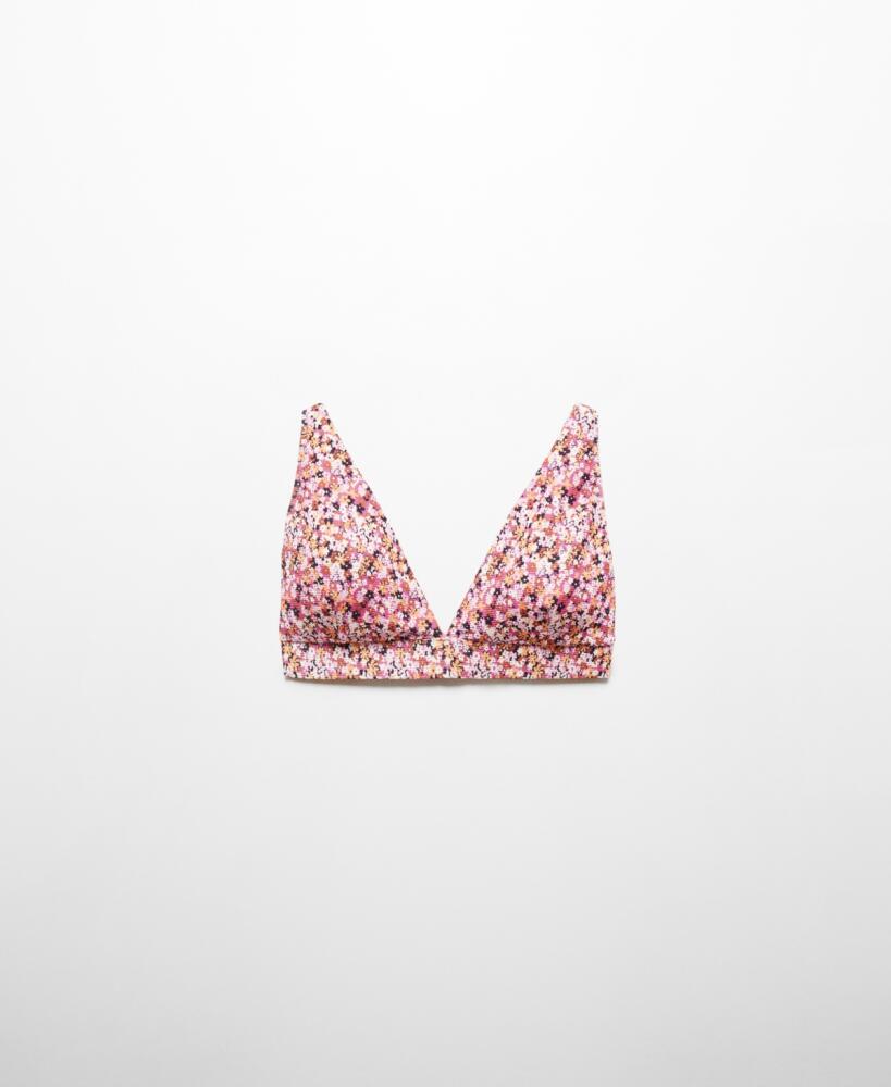 Mango Women's Floral Triangle Bikini - Pink Cover