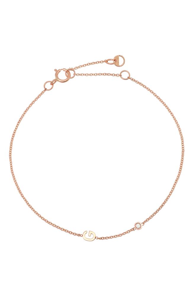 BYCHARI Initial & Diamond Bracelet in 14K Rose Gold-G Cover