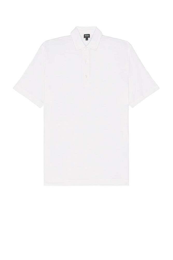 Zegna High Performance Piquet Short Sleeve Polo in White Cover