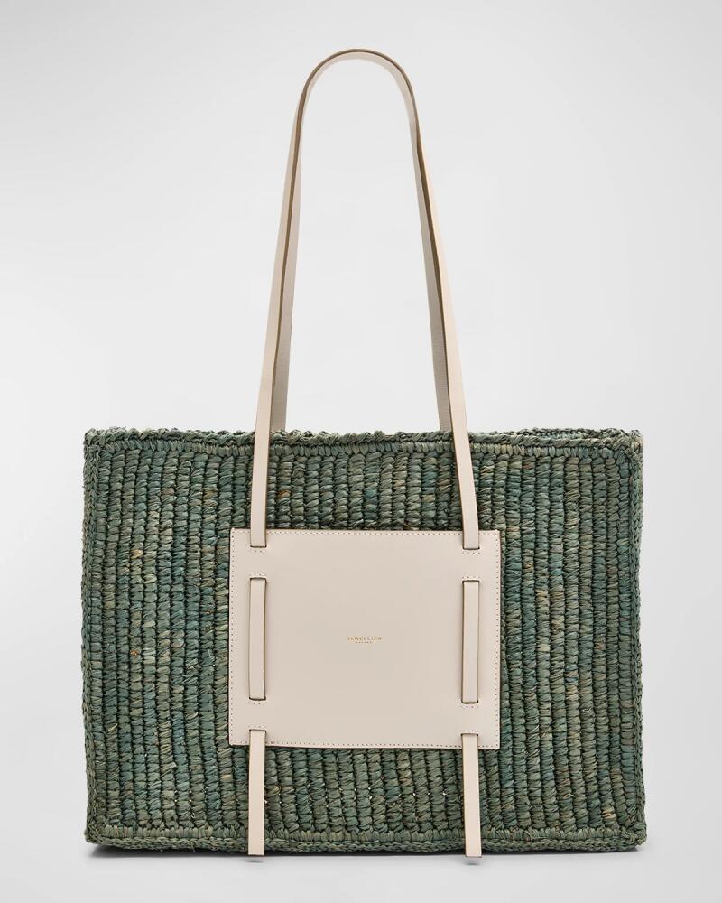 DeMellier Capri Raffia & Leather Tote Bag Cover