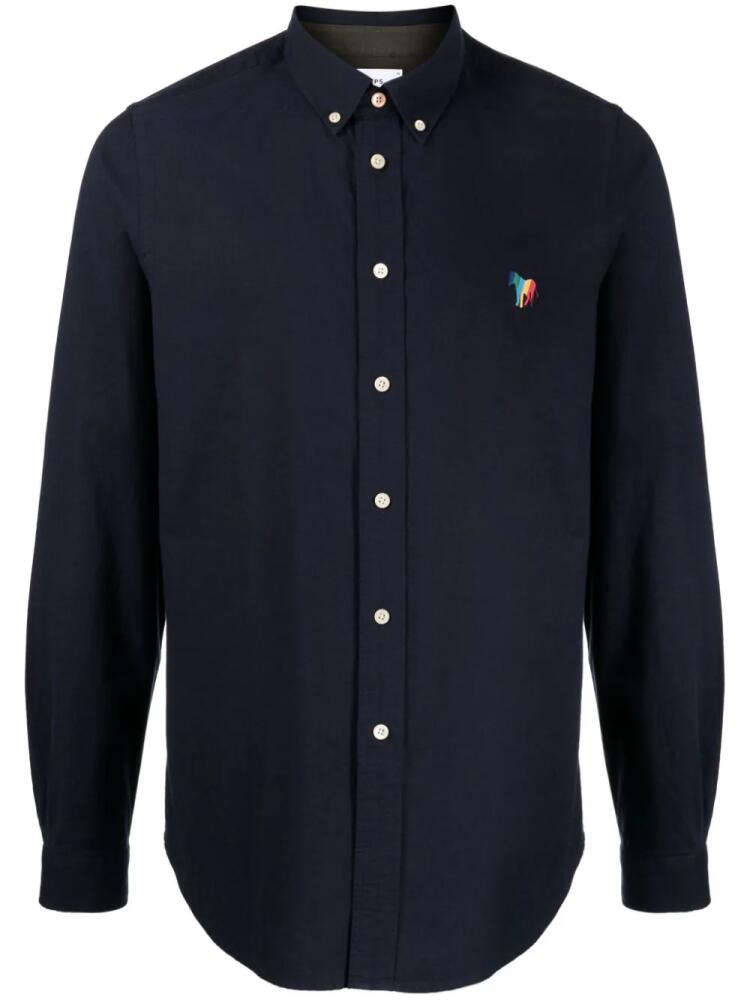 PS Paul Smith Zebra-patch cotton shirt - Blue Cover