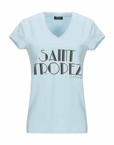 Cristinaeffe Woman T-shirt Sky blue Cotton, Elastane Cover