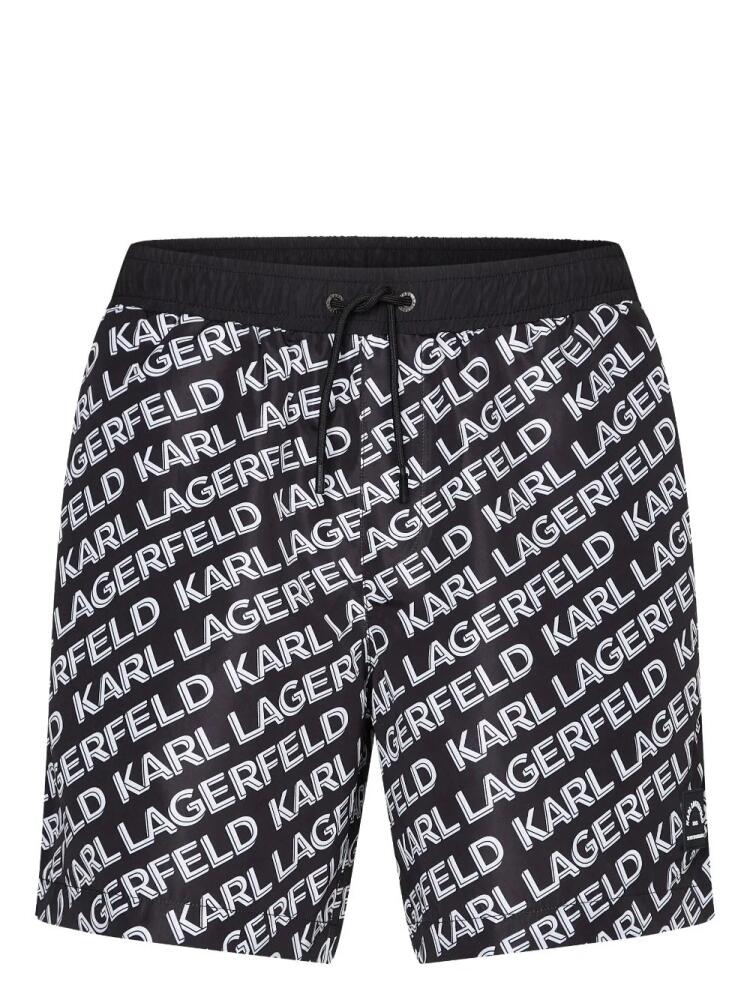 Karl Lagerfeld Diagonal logo-print swim shorts - Black Cover