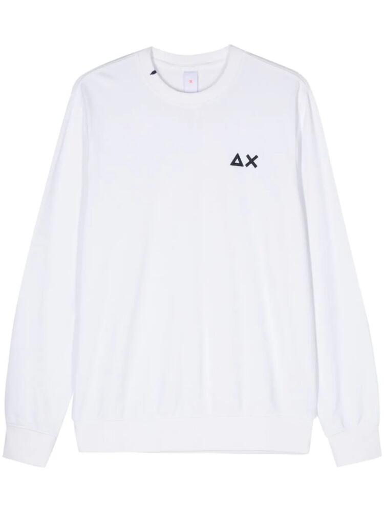 Sun 68 logo-embroidered long-sleeve sweatshirt - White Cover