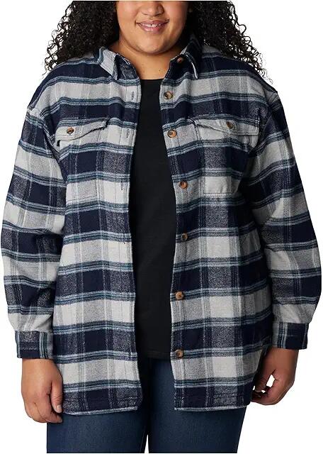 Columbia Plus Size Calico Basin Shirt Jacket (Dark Nocturnal Buffalo Ombre) Women's Clothing Cover