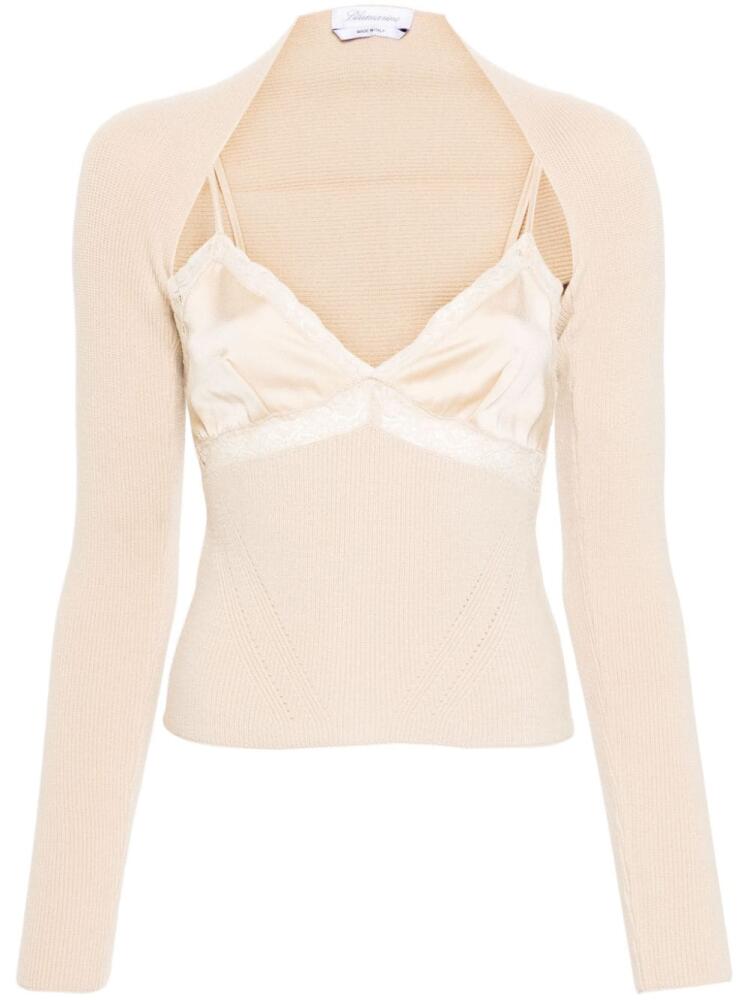 Blumarine layered lace-detailed tank top - Neutrals Cover