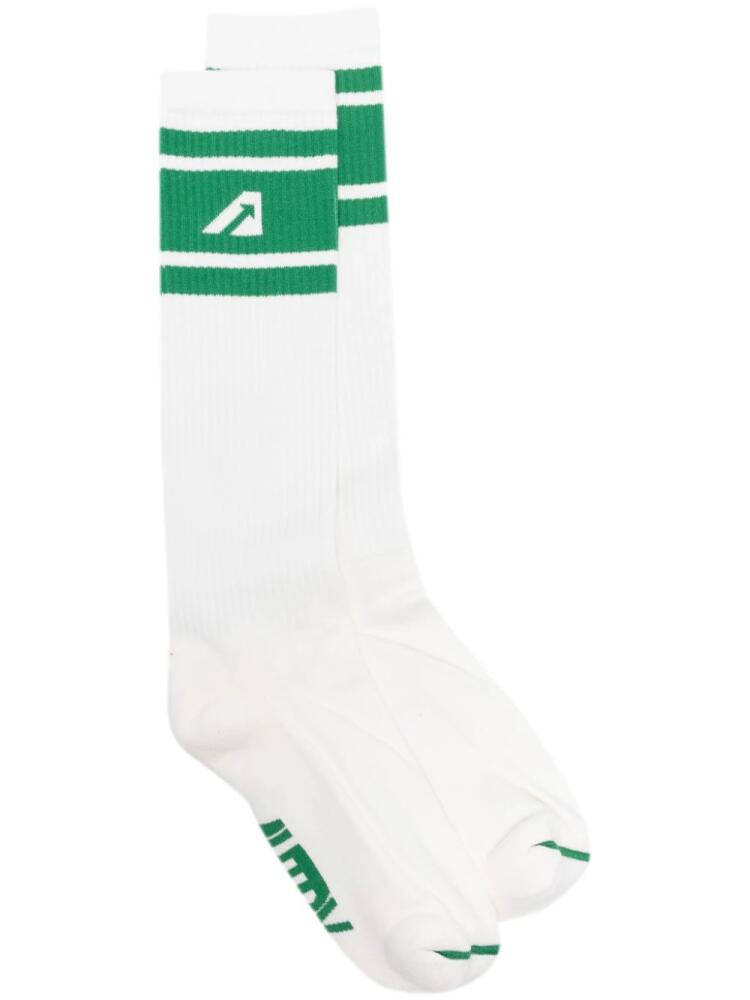 Autry logo-intarsia ribbed socks - White Cover