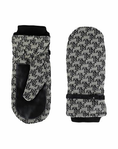 Lauren Ralph Lauren Buckle-trim Monogram Jacquard Mittens Woman Gloves Dove grey Cotton, Polyester, Sheepskin Cover