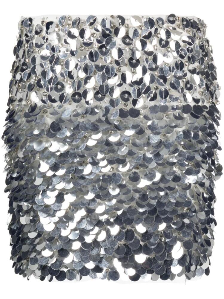 DES PHEMMES high-waisted sequin-embellished skirt - Silver Cover