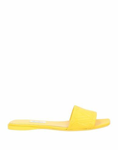 Max Mara Woman Sandals Yellow Soft Leather Cover