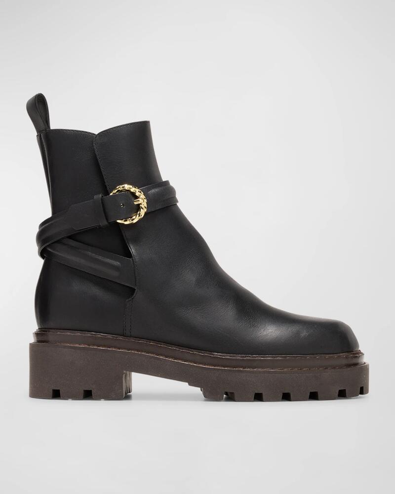 Ulla Johnson Lennon Leather Buckle Lug-Sole Boots Cover