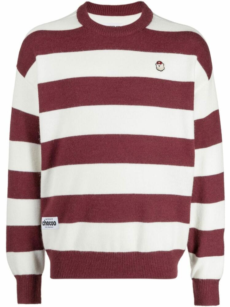 CHOCOOLATE logo-patch stripe-pattern jumper - Red Cover