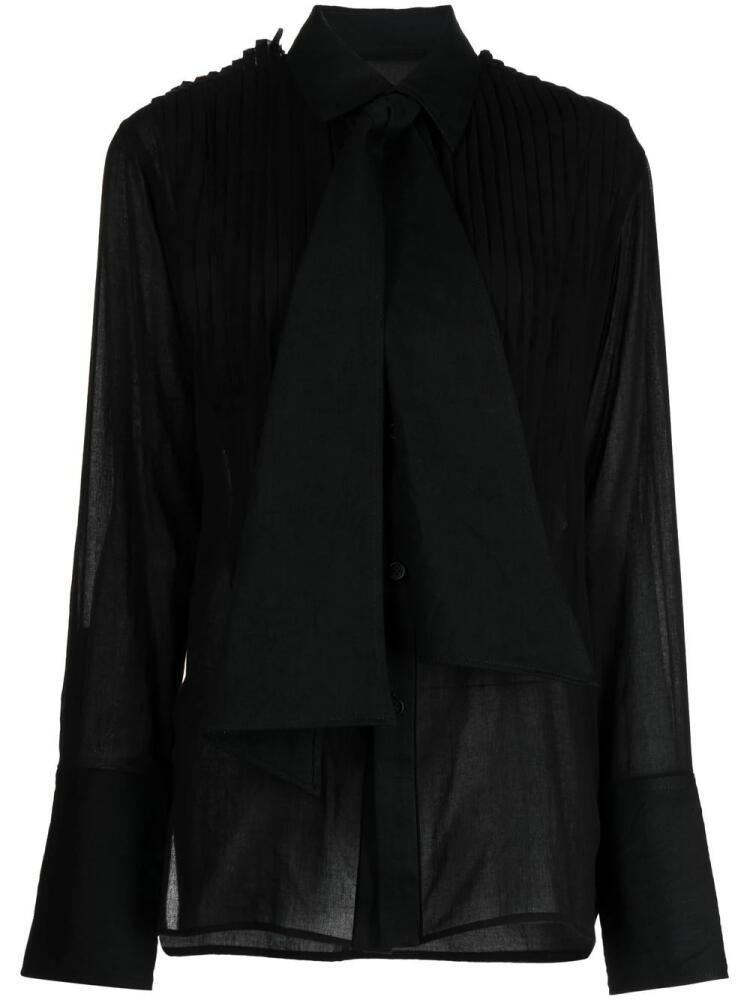 Yohji Yamamoto pussy-bow collar blouse - Black Cover