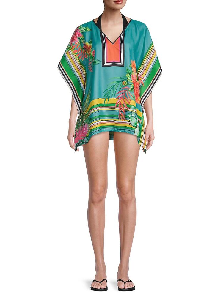 Ranee's Women's Mixed-Print Caftan Cover-Up - Blue Cover