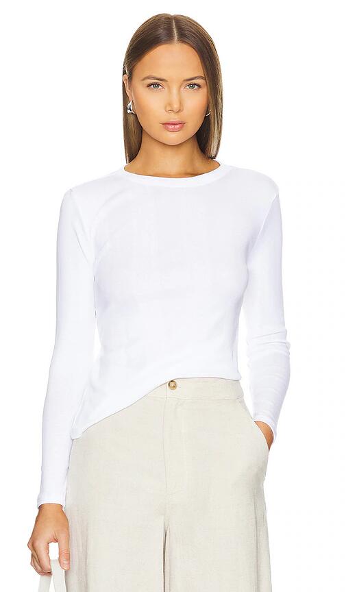 Goldie Long Sleeve Cotton Rib Tee in White Cover