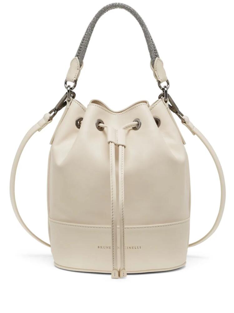 Brunello Cucinelli logo-stamp bucket bag - Neutrals Cover