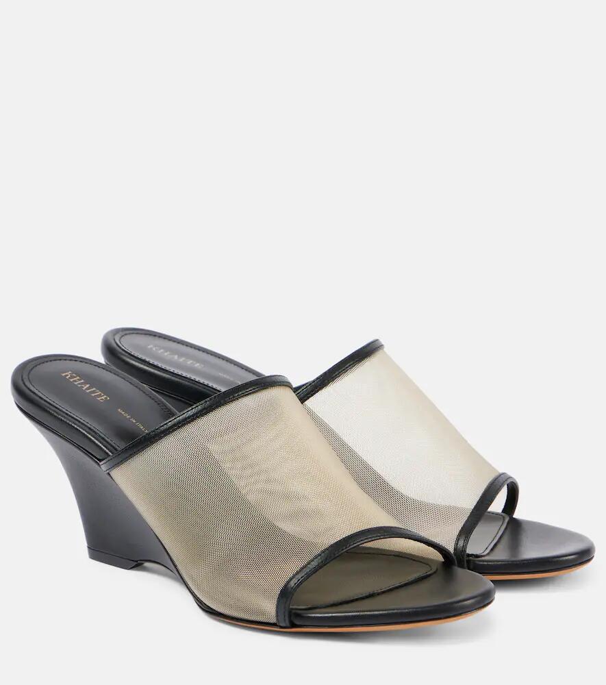 Khaite Marion leather and mesh wedge mules Cover