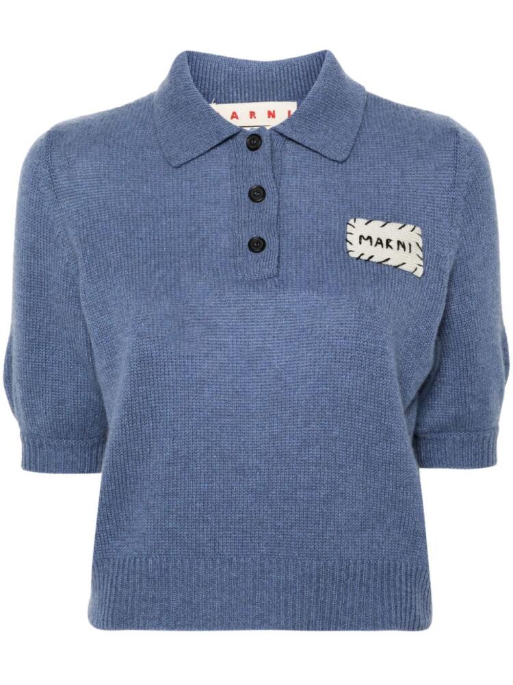 Marni logo-patch cashmere jumper - Blue Cover