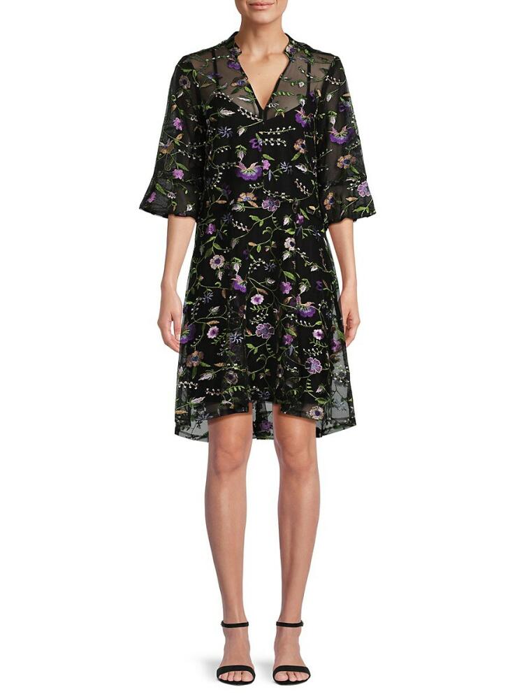 Kensie Women's Floral Mini Dress - Black Cover