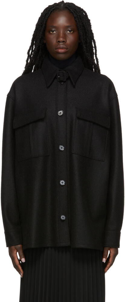 MM6 Maison Margiela Black Felt Wool Light Coat Cover