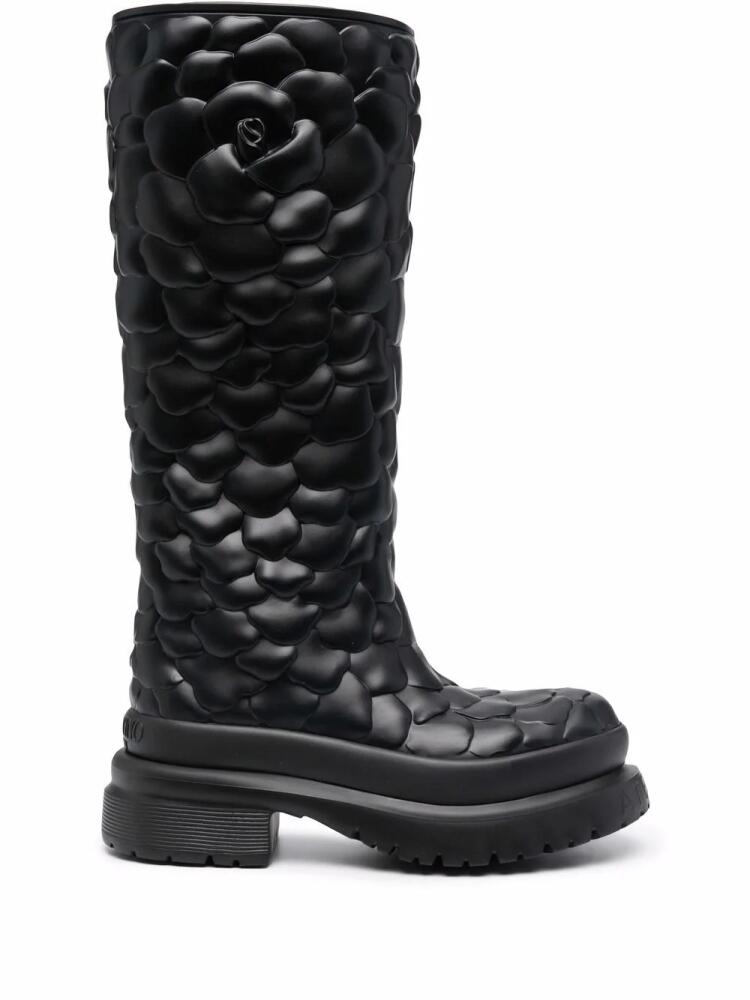 Valentino Garavani Atelier floral-embossed mid-calf rain boots - Black Cover