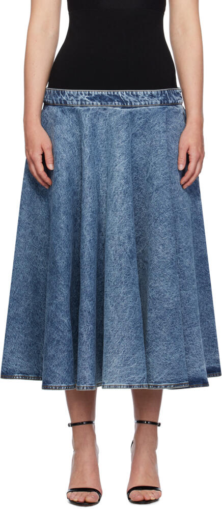 ALAÏA Blue Band Denim Midi Skirt Cover