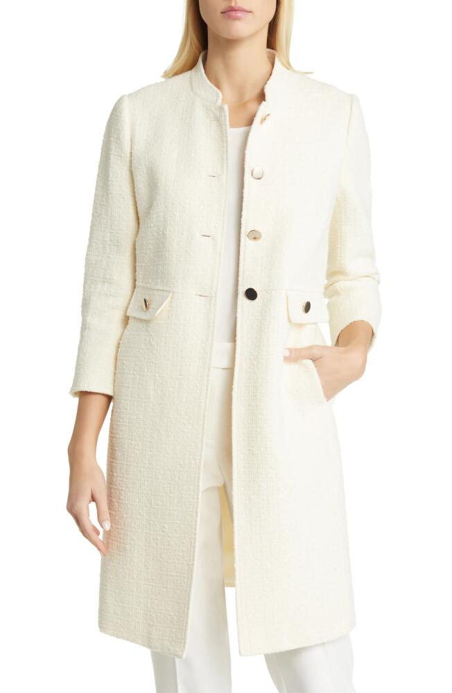 Anne Klein Tweed Overcoat in Anne White Cover