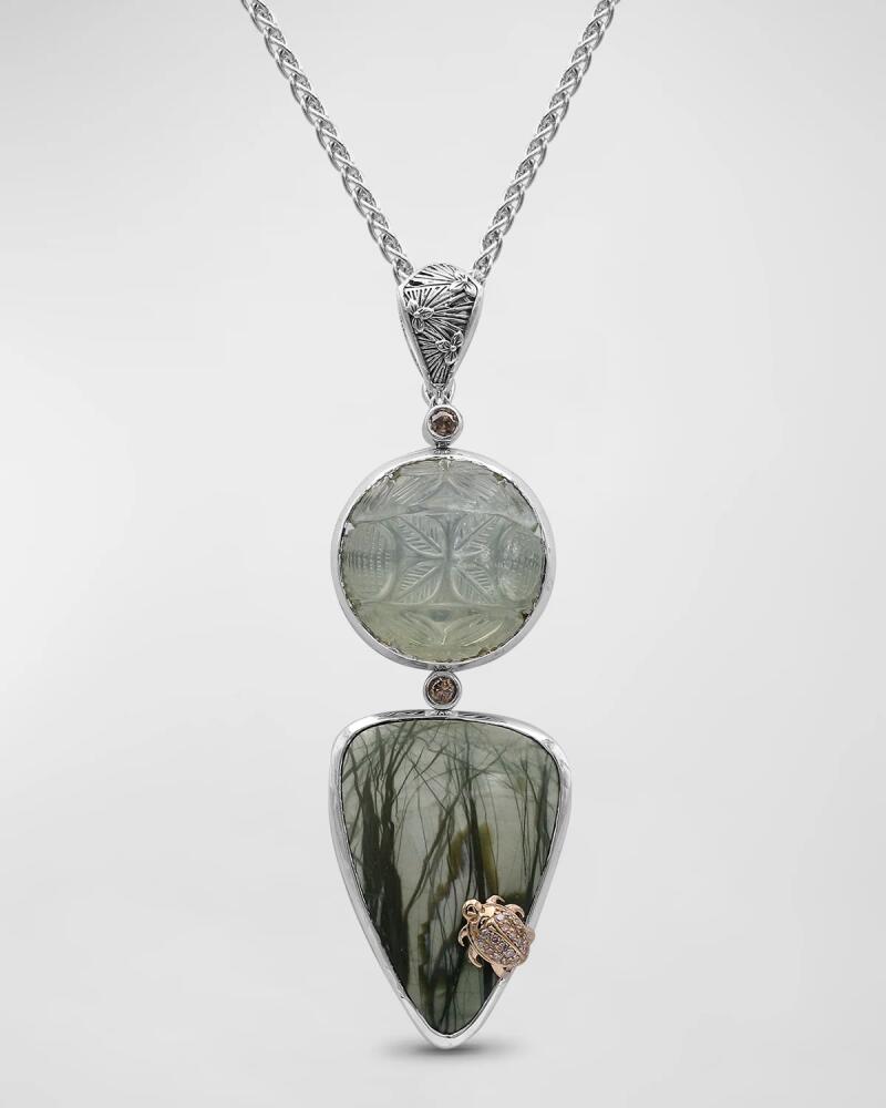 Stephen Dweck Hand Carved Moonstone, Imperial Jasper and Champagne Diamond Pendant Necklace Cover