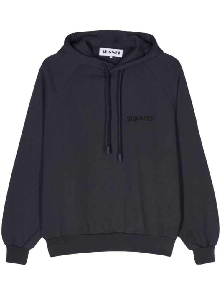 Sunnei logo-embroidered cotton hoodie - Blue Cover