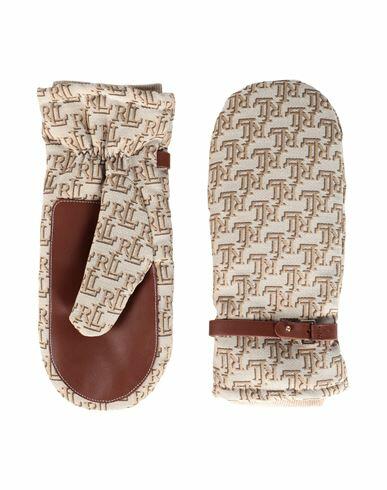 Lauren Ralph Lauren Buckle-trim Monogram Jacquard Mittens Woman Gloves Sand Cotton, Polyester, Sheepskin Cover