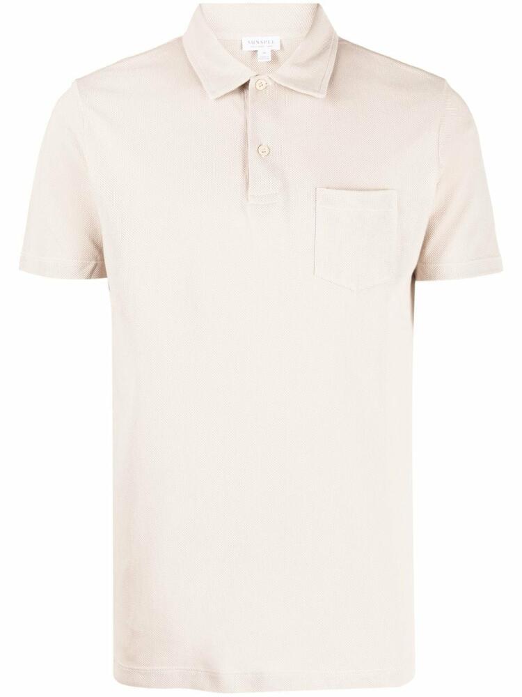 Sunspel short-sleeve cotton polo shirt - Neutrals Cover