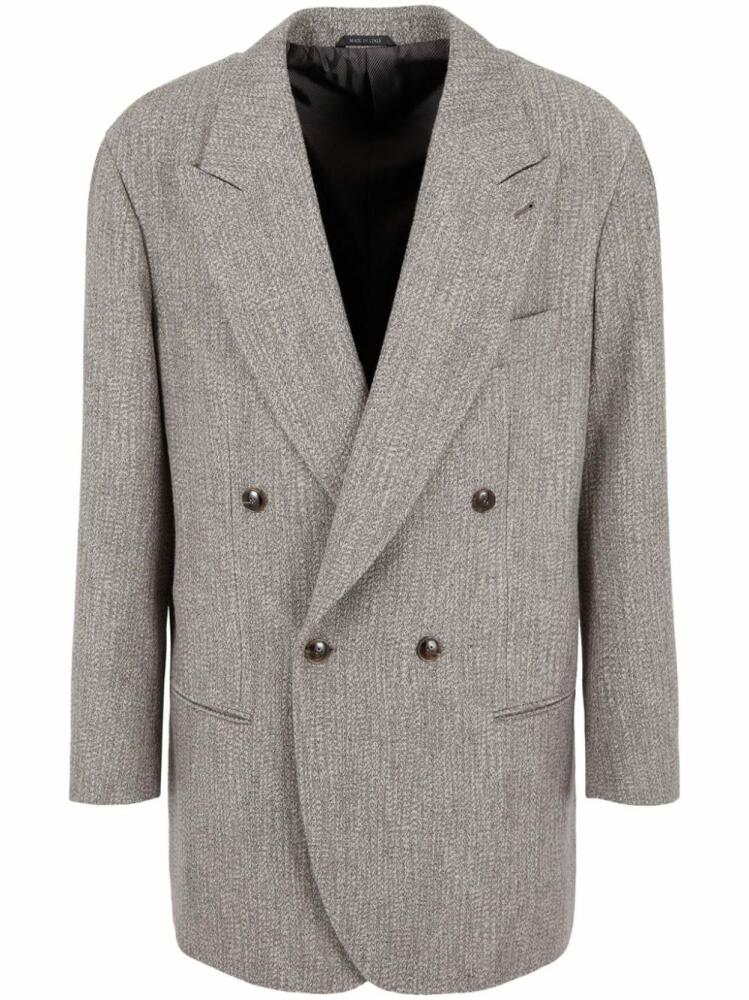 Giorgio Armani double-breasted textured blazer - Grey Cover