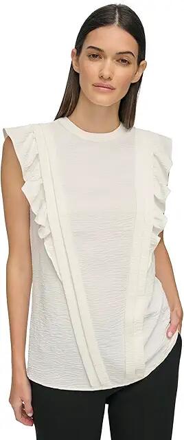 Tommy Hilfiger Sleeveless Ruffle Blouse (Ivory) Women's Clothing Cover