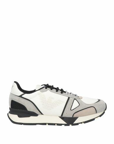 Emporio Armani Man Sneakers Grey Soft Leather, Textile fibers Cover