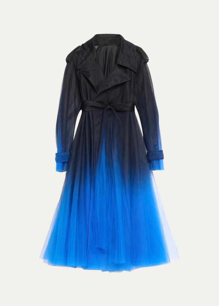 Oscar de la Renta Ombre Dyed Tulle Long Opera Coat Cover