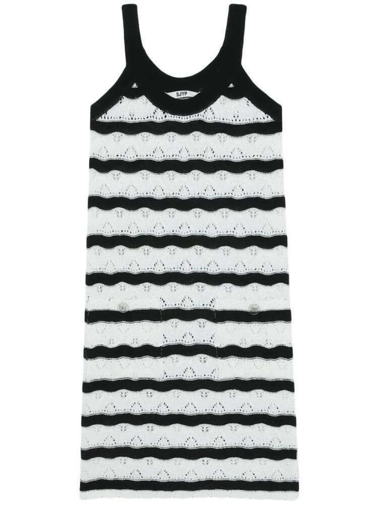 SJYP crochet-knit striped minidress - White Cover