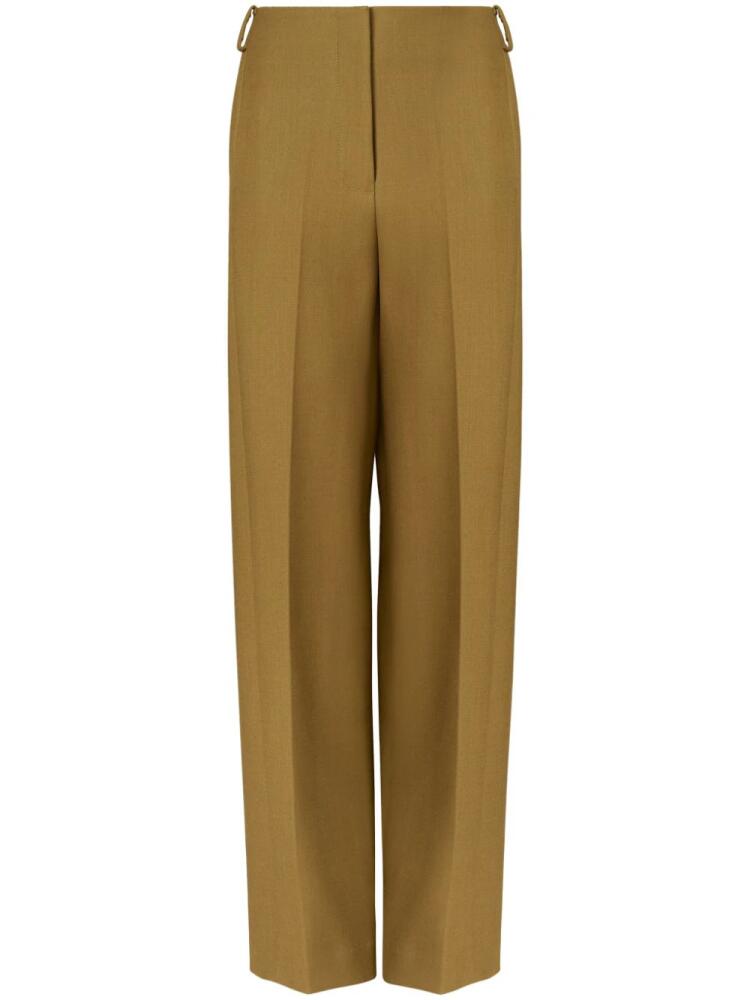 Tory Burch pressed-crease wool-blend tailored trousers - Green Cover