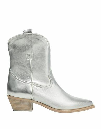 8 By Yoox Leather Western Boot Woman Ankle boots Silver Calfskin Cover