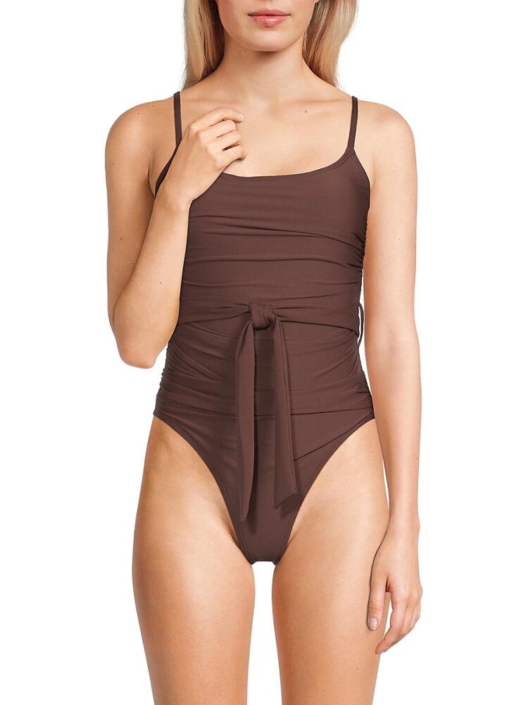 Hutch Women's Zenna Floral Ruched One Piece Swimsuit - Mocha Cover