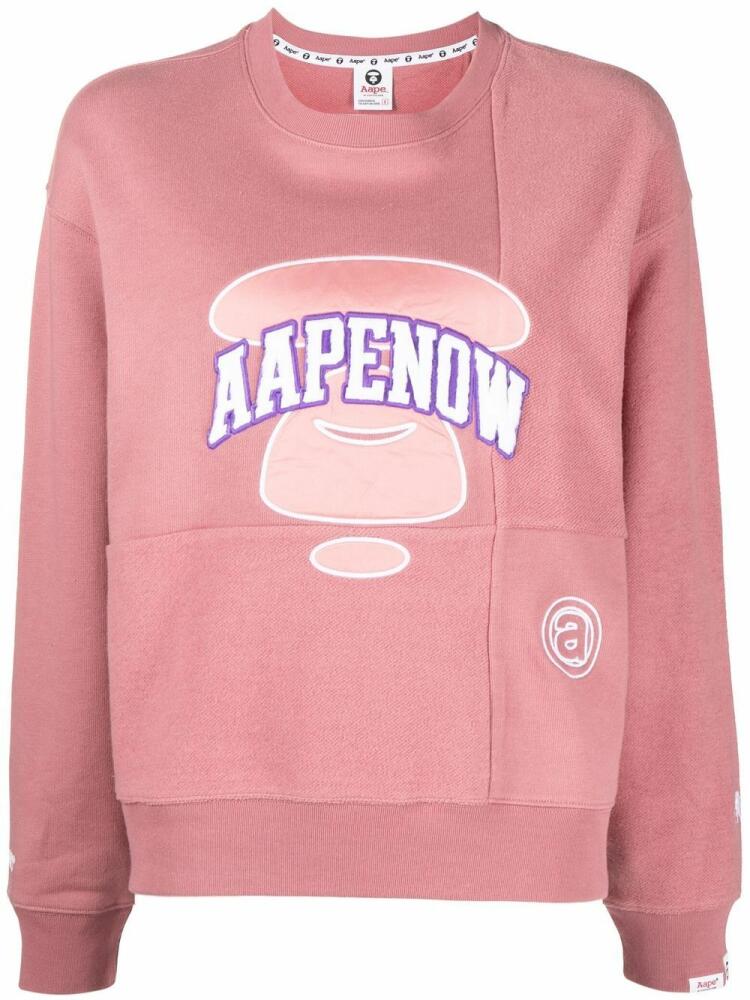 AAPE BY *A BATHING APE® embroidered-logo panelled sweatshirt - Pink Cover