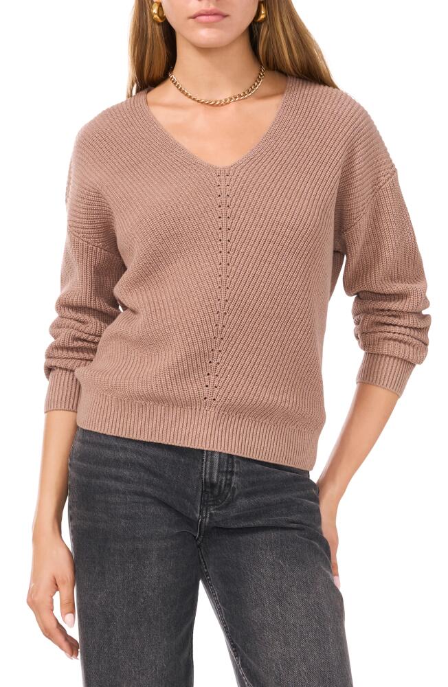 1.STATE Diagonal Rib V-neck Sweater in Taupe Cover