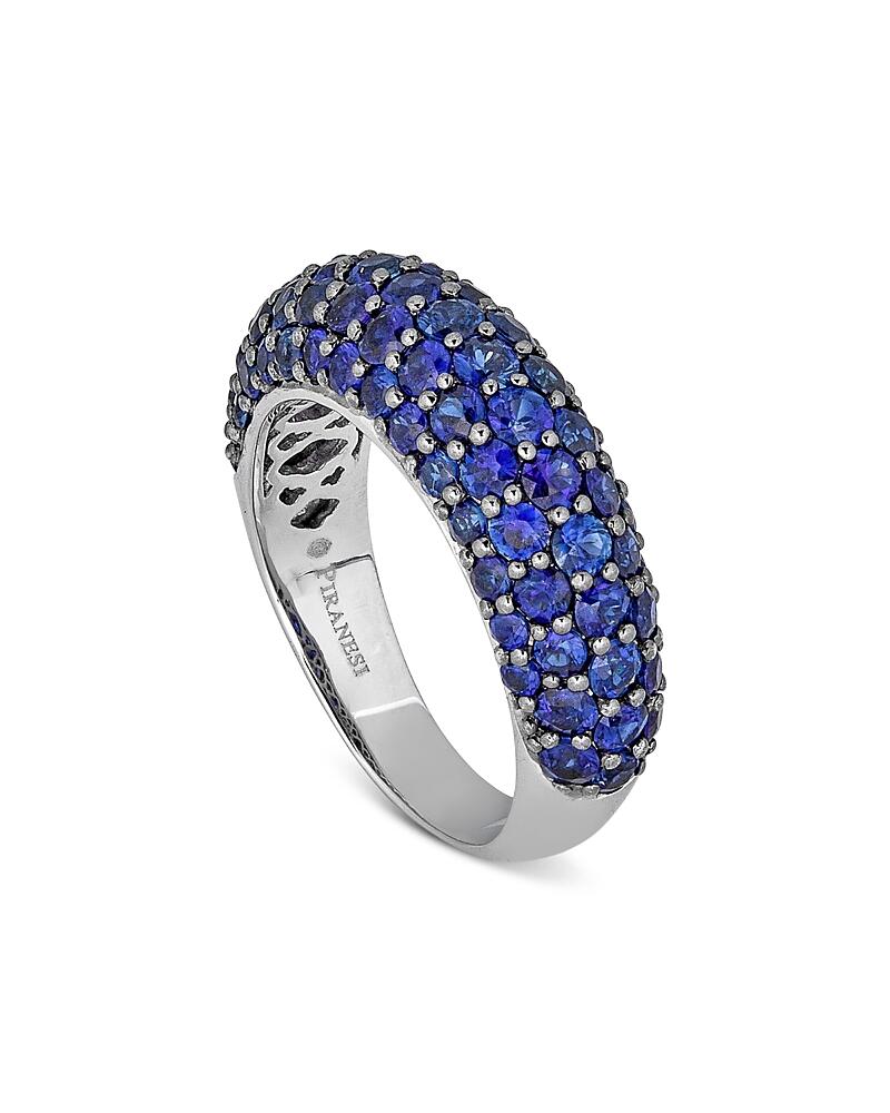 Piranesi 18K White Gold Small Dome Ring with Blue Sapphires, 3.11 ct. t. w. Cover