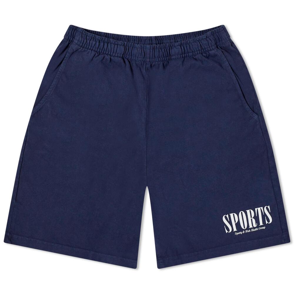 Sporty & Rich Men's Sports Gym Shorts in Navy/White Cover