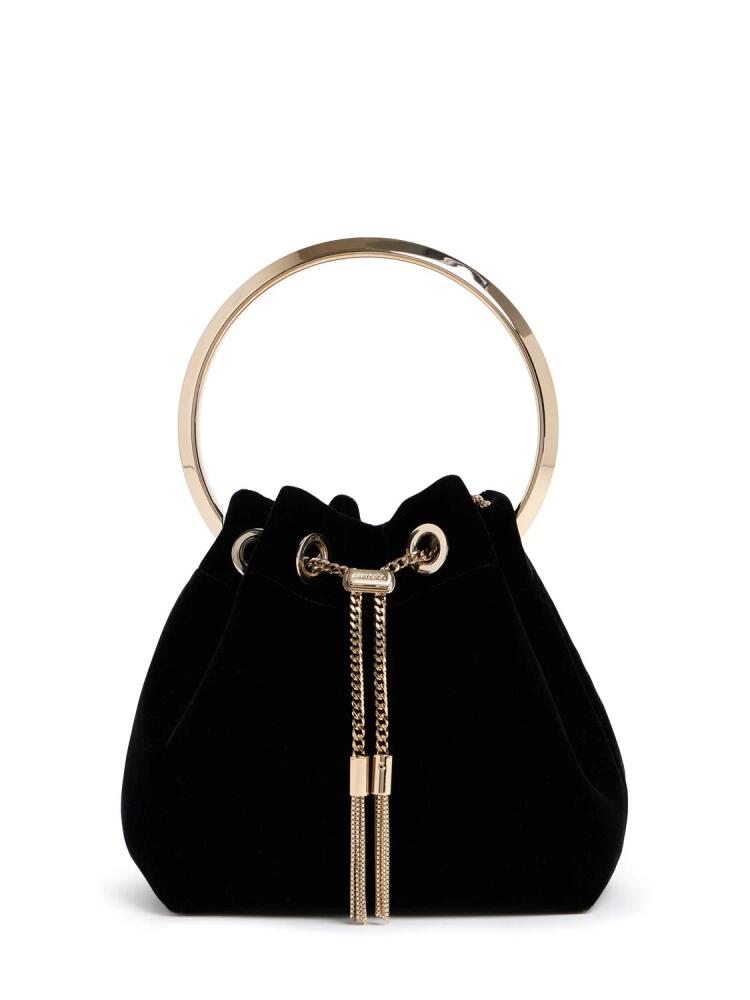 JIMMY CHOO Bon Bon Velvet Bucket Bag W/ Crystals Cover