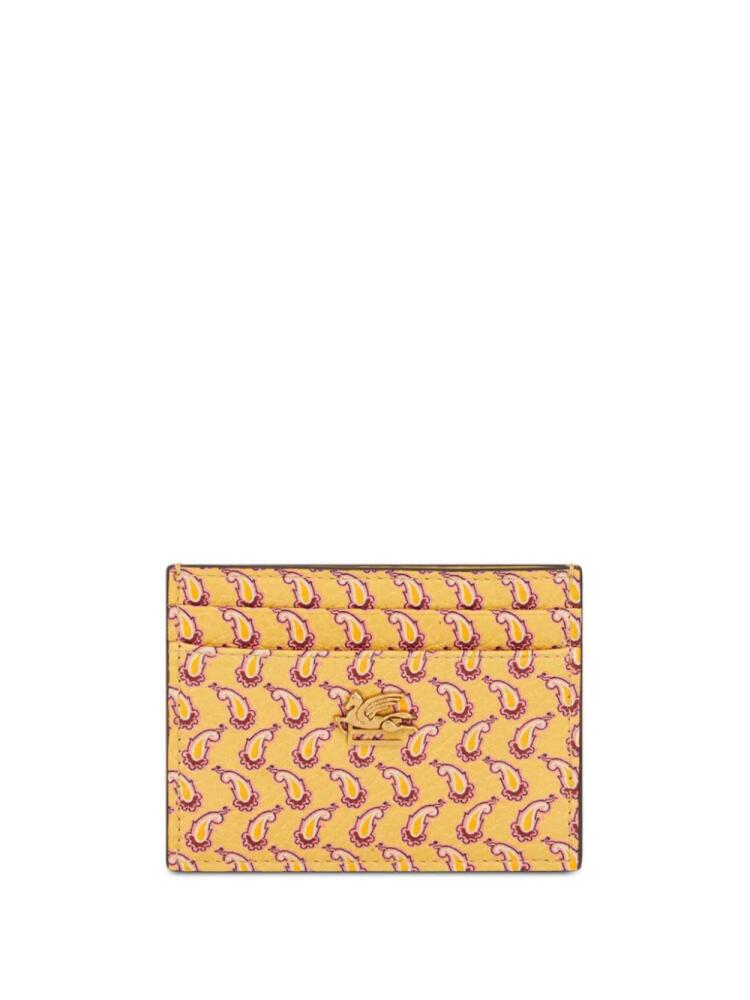 ETRO Micro Paisley-print leather cardholder - Yellow Cover