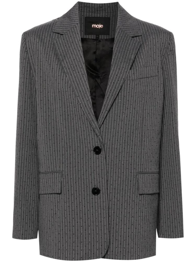 Maje rhinestone-embellished pinstripe blazer - Grey Cover