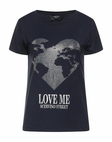 Scervino Woman T-shirt Midnight blue Viscose, Elastane Cover