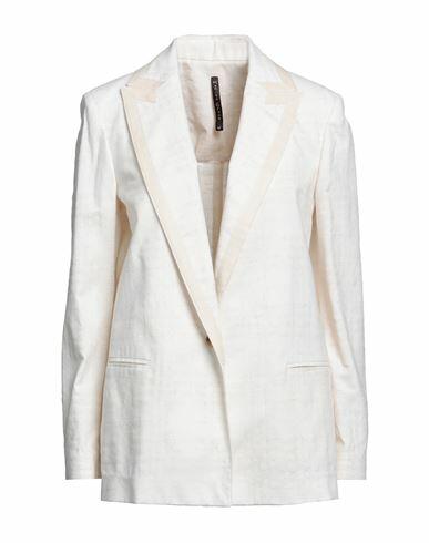 Manila Grace Woman Blazer Off white Cotton, Acetate, Viscose, Polyamide, Linen Cover